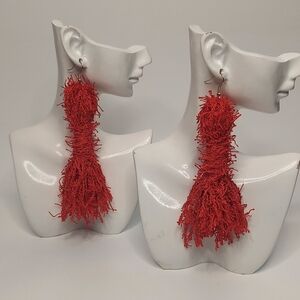 Elegant Red Tassel Earrings